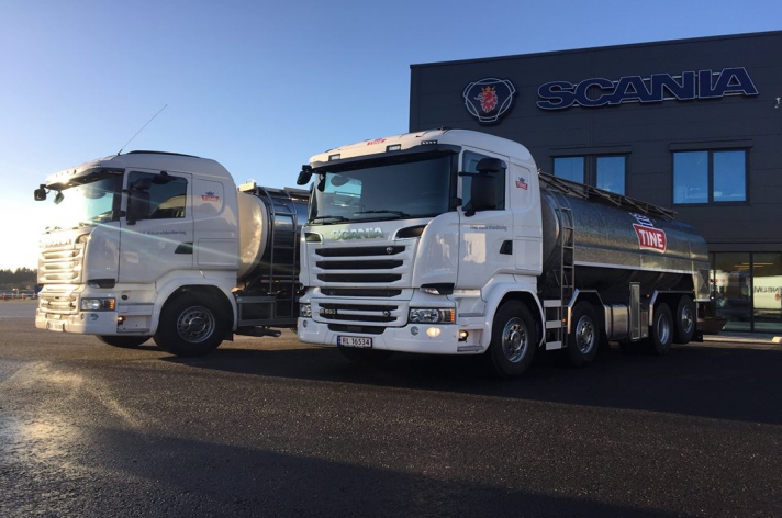 Twee Scania R580 motorwagens voor Tine (NO)